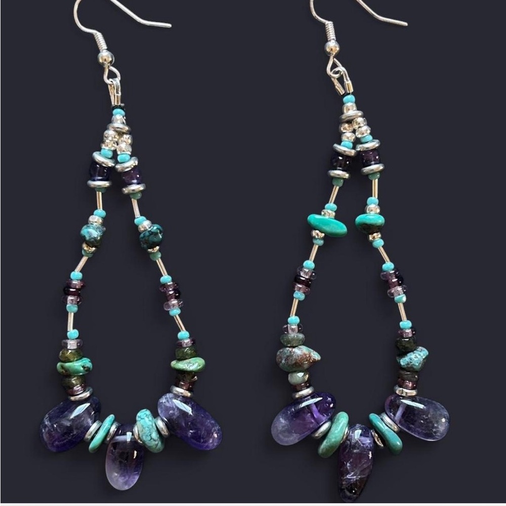 💜AMETHYST & TURQUOISE EARRINGS💜